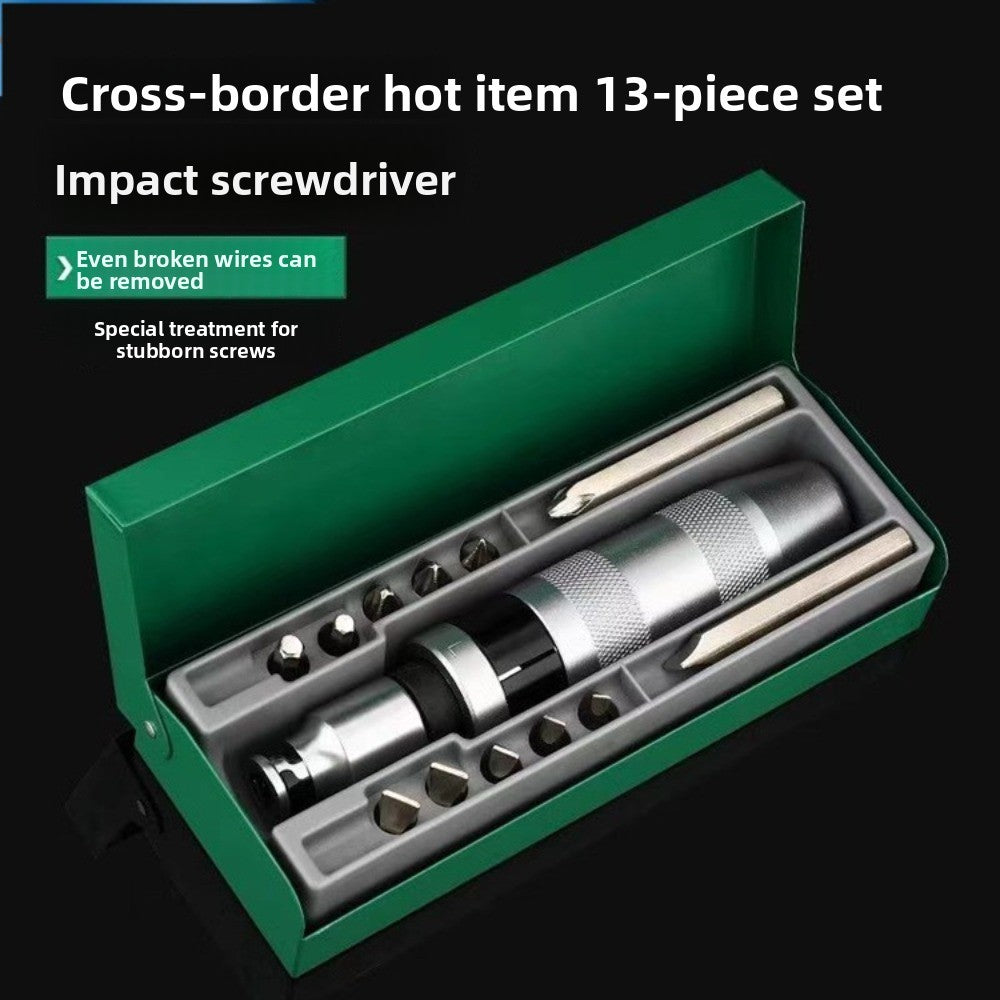 Conjunto de 13 Peças de Chave de Impacto, Extrator de Parafusos Quebrados, Ferramentas para Remover Parafusos Enferrujados e Travados Caixa de Ferramentas