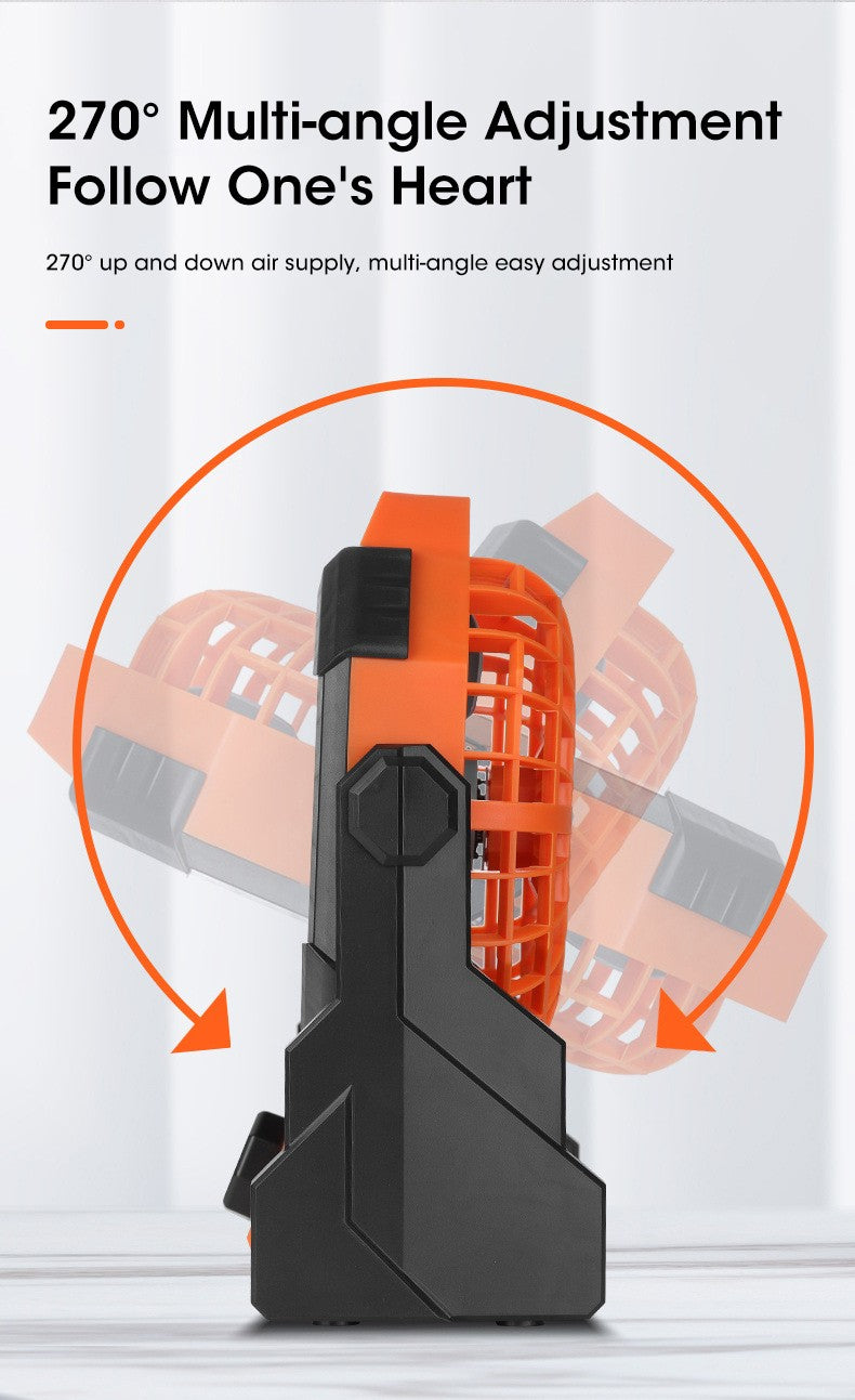 2024 New 7800 mA High-Capacity Portable Fan Rechargeable Desk Camping Fan with LED Light and Hook Outdoor Fan for Tent Car Trip