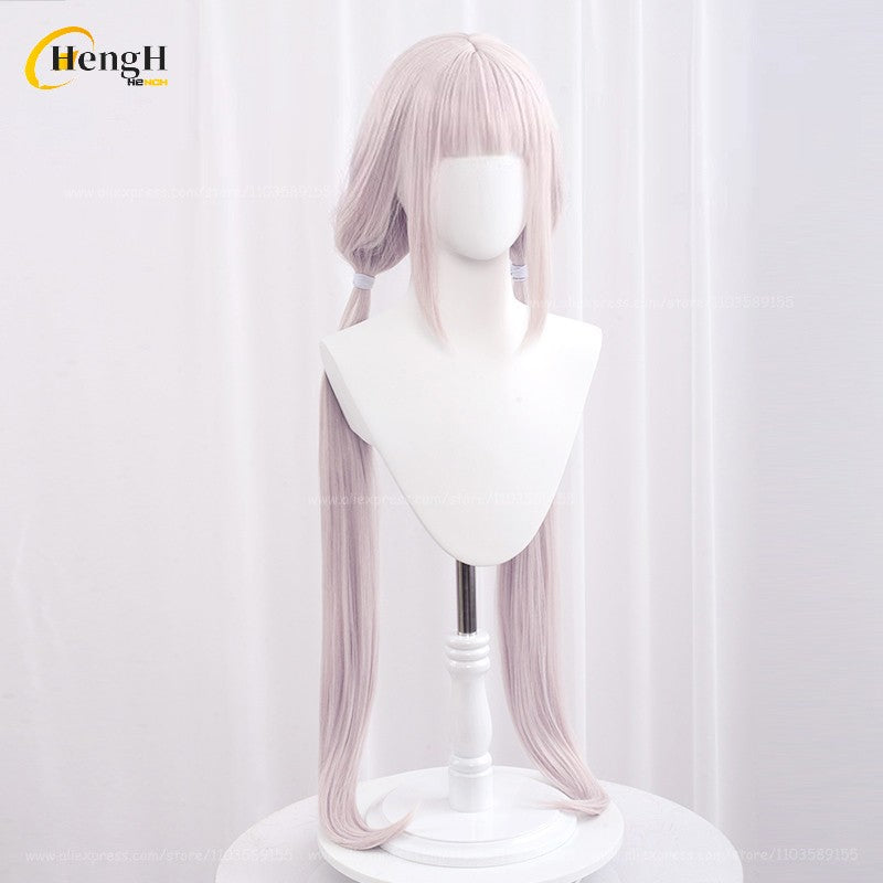 Em estoque Anime Vanilla Chocolat Chocola Cabelo Sintético Longo 100cm Perucas Cosplay Com Orelha Perucas de Festa Resistentes ao Calor + Touca de Peruca