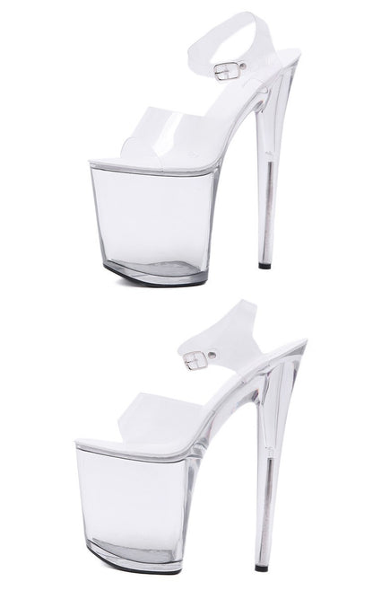 Summer Sandals Women 13 15 17 20cm High Heel Crystal Thin Heels Women Luxury Wedding Shoes Sexy Transparent Platform Sandals