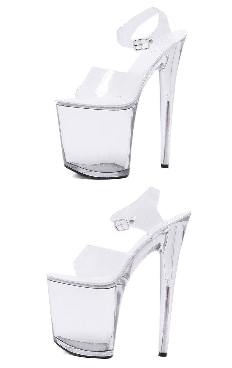 Summer Sandals Women 13 15 17 20cm High Heel Crystal Thin Heels Women Luxury Wedding Shoes Sexy Transparent Platform Sandals
