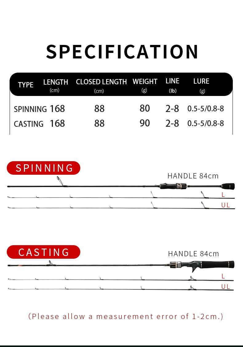 Vara de pesca de truta L+UL Dicas de vara de pesca leve para trutas Vara de pesca giratória/casting Isca de pesca Isca de pesca de polvo Lula de pesca
