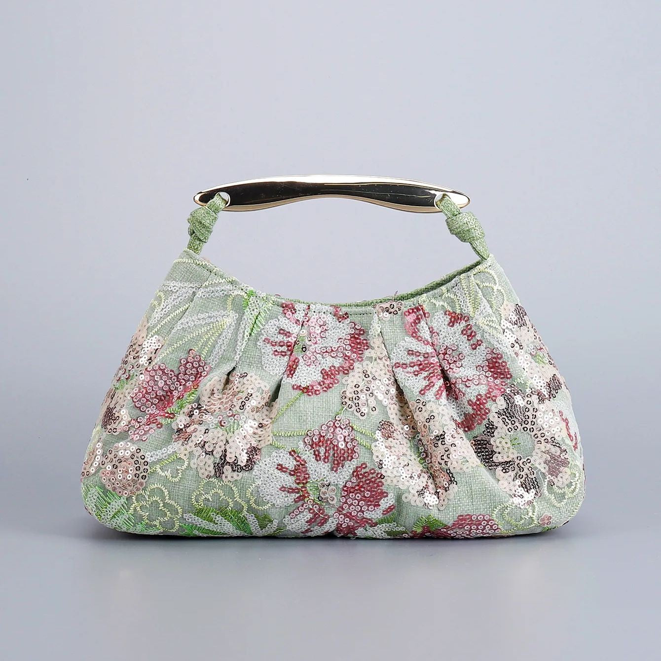 Delicated Sequins Luxury Evening Bag Pleated Handbag Elegant Embroidered Evening Bag for Women Wedding Banquet Cheongsam Handbag