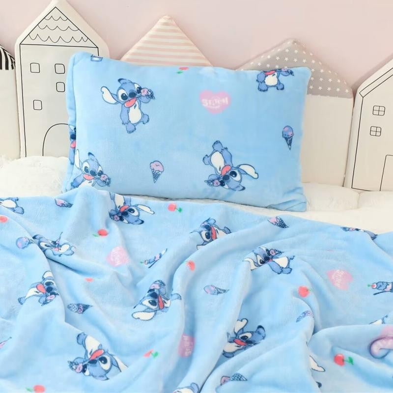 Disney Stitch Blanket Warm Flannel Blanket Pillowcase Office Nap Blanket Air Conditioning Blanket Student Blanket Bed Sheet