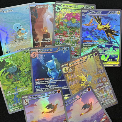 Cartas Proxy de PTCG 151 MEW Alakazam Blastoise Bulbasaur Charmander Squirtle Venusaur Zapdos Charizard Presentes de Cartas TCG JP