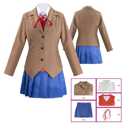 Game Doki Literature Club Monika Cosplay Sayori Yuri Natsuki Costume  Set School Uniform Girl Women Costumes