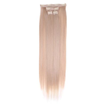 FASHION IDOL Long Straight Hairstyle 8 Clips In Hair Extensions Blonde 60CM Natural Synthetic Hair Daily Use Hairpiece Fake Hair