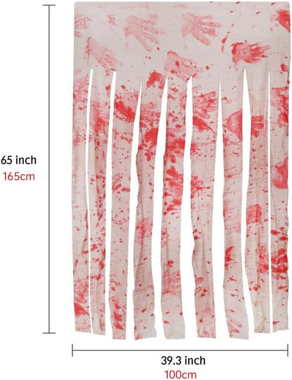 65 X 39 Inch Bloody Handprint Horror Door Curtain for Halloween Party, Scary Haunted House Decoration, Unique Halloween Supplies
