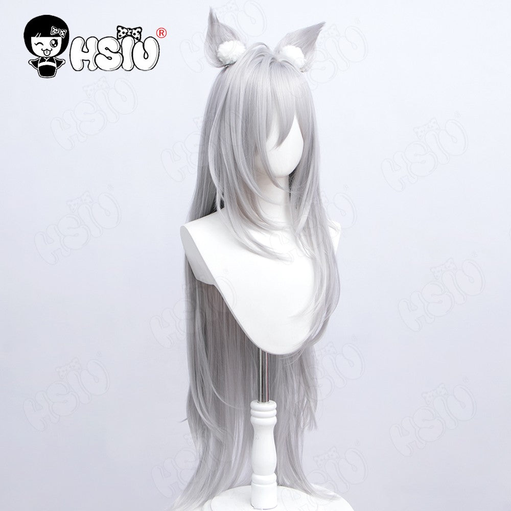 Sunaokami Shiroko Cosplay Peruca Fibra sintética de vestuário Peruca de cosplay de Blue Archive?HSIU ?Peruca longa prata acinzentada+Touca de peruca