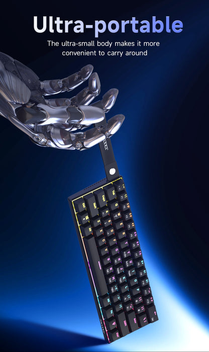 Teclado Mecânico Gamer com Fio Ajazz NK61 Efeitos de Iluminação RGB Suporta Teclas Hot-Swappable 61 Teclas Teclado Mecânico Gamer