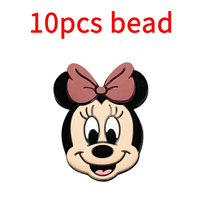 10pcs Mickey Minnie Silicone Pacifier Clips Food Grade Teethers For Baby DIY Baby Soother Nursing Pacifier Chain Accessories