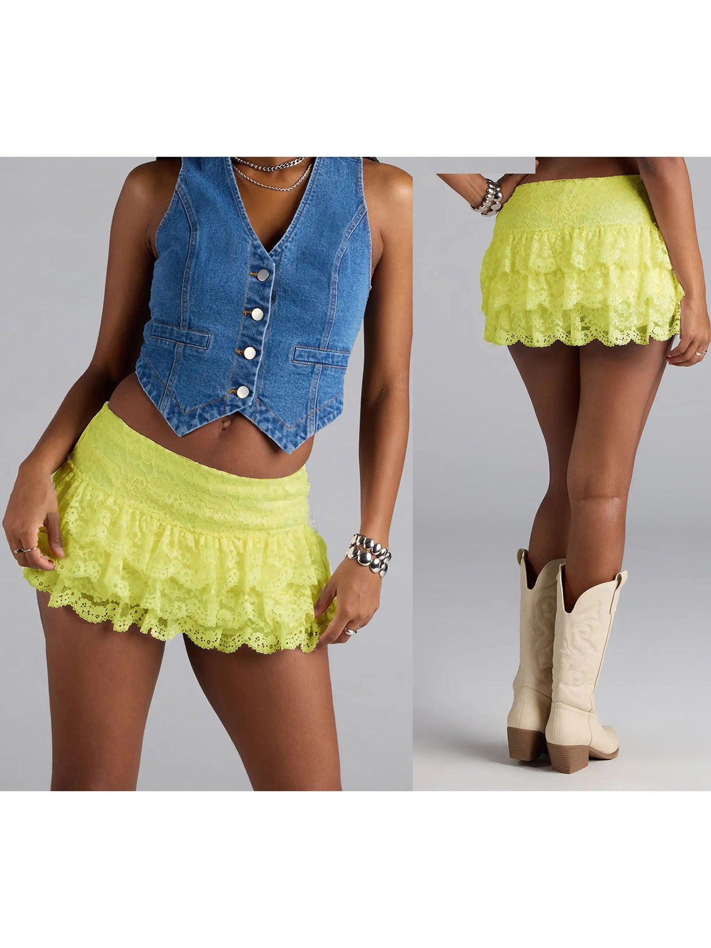 Women s Summer Mini Skirt with Flirty Ruffles and Lace Detailing Perfect for Beach Getaways and Nights Out at the Club