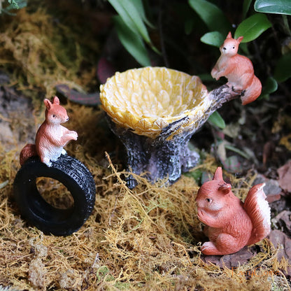 Miniature Fairy Garden Squirrels Set Miniature Forest Animal Figures Figurines Kit Mini Garden Supplies Bonsai Decorations