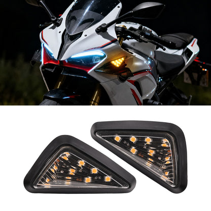 1 Par de Luzes de Seta LED para Moto, Tipo Triângulo Embutido, Indicadores de Sinal de Virada LED, Luzes Âmbar de Pisca-Pisca Diurnas