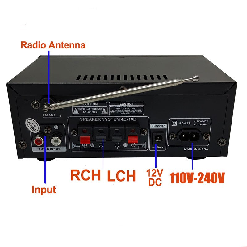 Amplificador de Áudio Bluetooth Digital AK45 HiFi MP3 Canal 2.0 Potência de Som AMP estéreo Casa Automotivo Carro para Alto-falantes MAX 350W*2