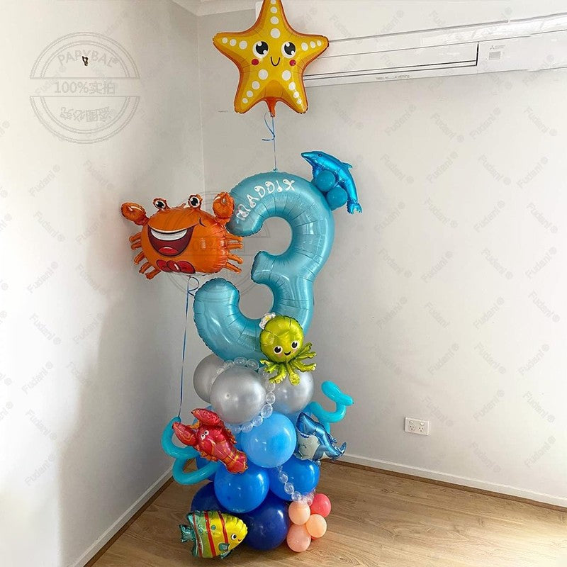 43Pcs Sea World Ocean Animal Balloons Set Birthday Party Decorations Kids Baby Shower Boy Under The Sea Party Supplies 2025