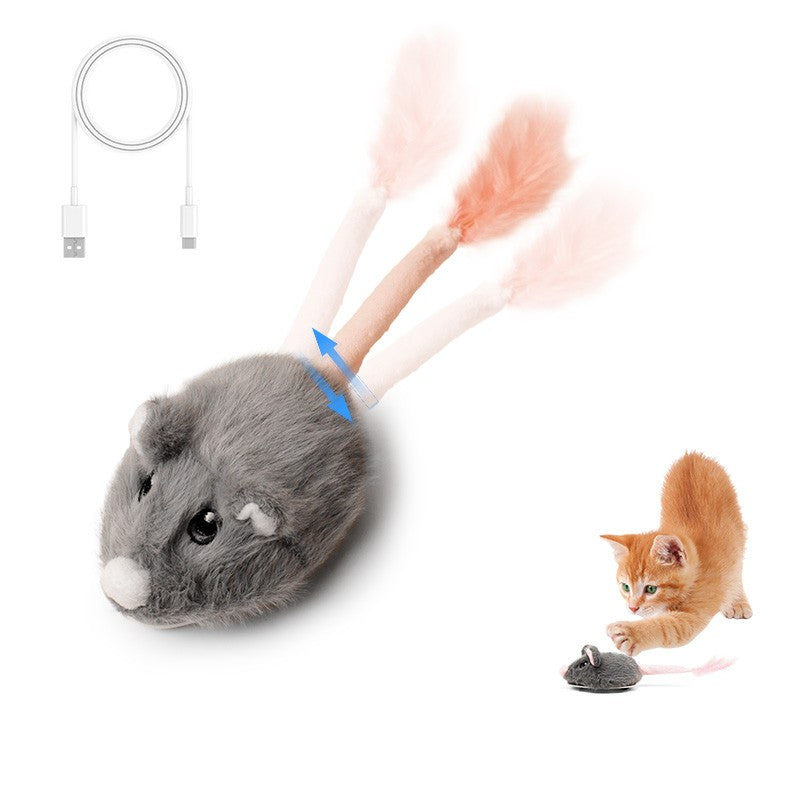 Rato de Brinquedo para Gatos Recarregável com Sensor de Movimento, Som de Rato, Brinquedos Interativos para Gatos, Brinquedo para Gatos com Som de Rato