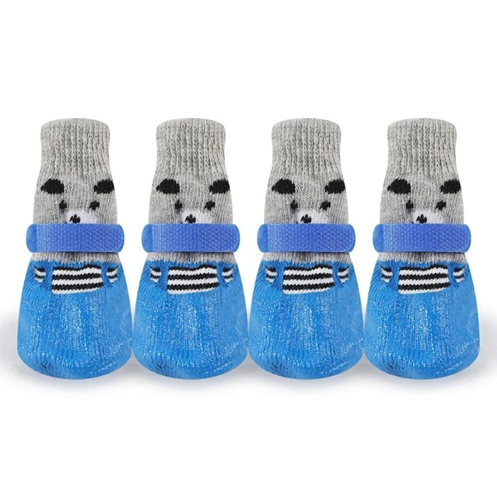 Outono Inverno Cão de Estimação Sapatos Meias Impermeáveis Gatos Cães Meias de Borracha Antiderrapantes Cão Botas de Chuva Neve Meias de Tricô Quentes para Cães