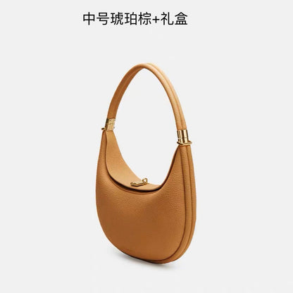 Songmont Crescent Bag Genuine Leather Mini For Women Sweet Style Magnetic Closure casual versatile pine crescent bag