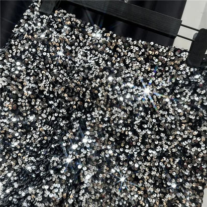 New Autumn Black Velvet Shorts Women Sequined Shiny Versatile Short Pants Clubwear Shorts Hot Pants High Street