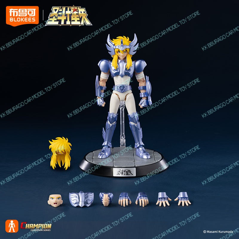 Novos Blokees Saint Seiya Champion Version Camus de Aquário Hyoga de Cisne Bonecos de Ação Kit de Montagem Modelo Coleção de Estatuetas