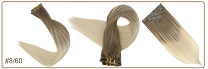 Full Shine PU Clip Hair Extensions Cabelo Humano Remy 100g Extensões Invisíveis Sem Costura de Cabelo Humano Clip-In Cor Balayage Loiro