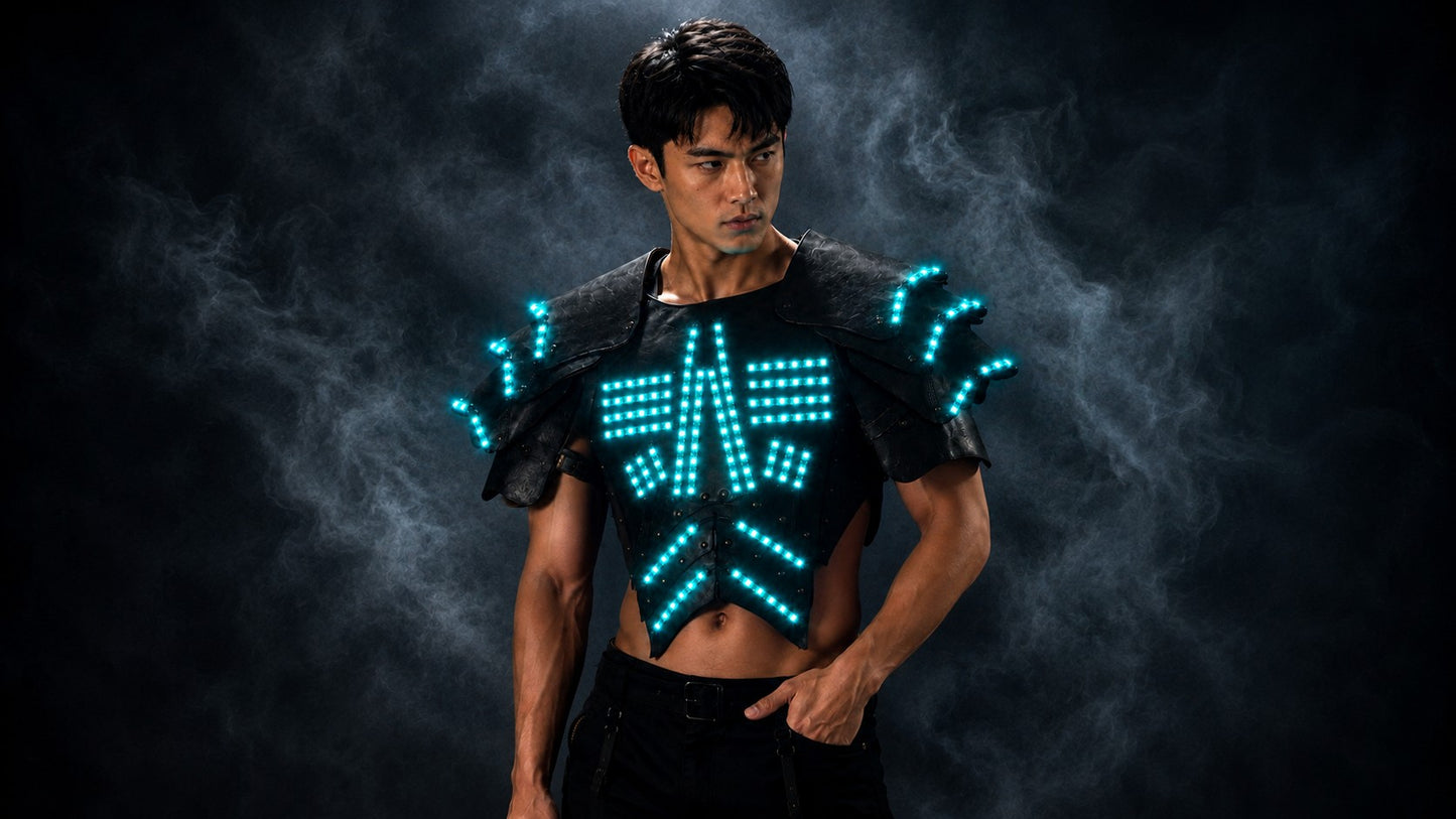 Cyber LED Glow Armor Cape – Illuminated Cosplay & Club Wear