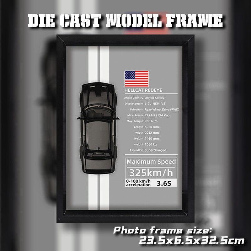 1/32 Versão Porta-retrato Liga de Metal Modelo de Carro Esportivo Simulação Carro de Corrida 3D Pintura de Parede Coleção Presentes Infantis Decoração