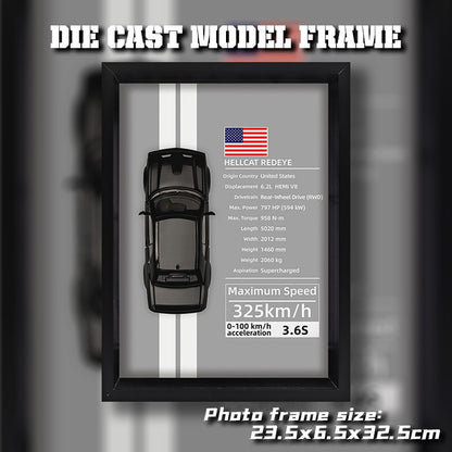 1/32 Versão Porta-retrato Liga de Metal Modelo de Carro Esportivo Simulação Carro de Corrida 3D Pintura de Parede Coleção Presentes Infantis Decoração