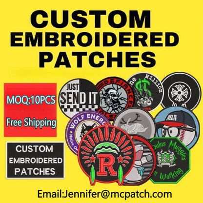 Custom Embroidery Patch Iron On Patches Logo Team Group Personalized DIY Fusible Patch Hook & Loop Patch For Clothing Moq 10pcs