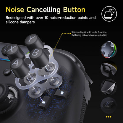 EasySMX X05 Pro Wireless Gamepad, Hall?Effect Anti?Drift Joystick, Dual Vibration Controller for PC Switch 1/2 Android iOS Steam