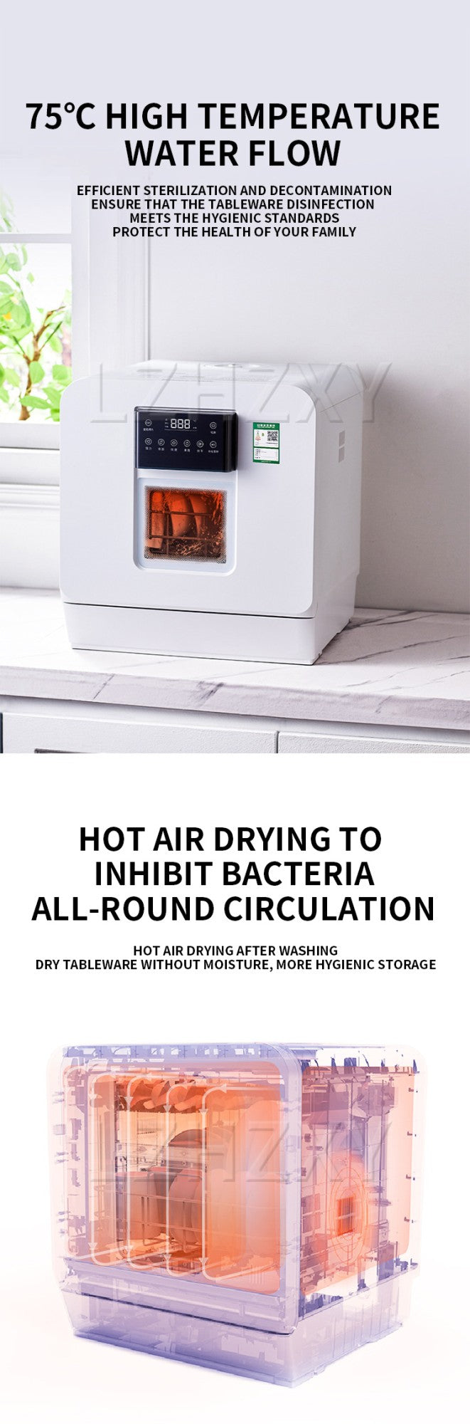 Tabletop Dishwasher Speed,Baby-Care,ECO&Dish Washer for Dorm,RV&amp Food grade high temperature resistant liner