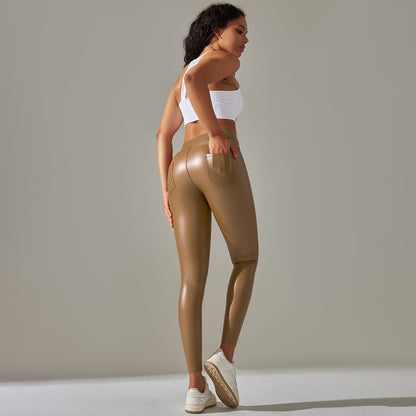 PU Leather Leggings Women Sexy Scrunch Butt Leggings Girls Faux Leather Pants High Waist Push Up Casual Leggings 6 Color