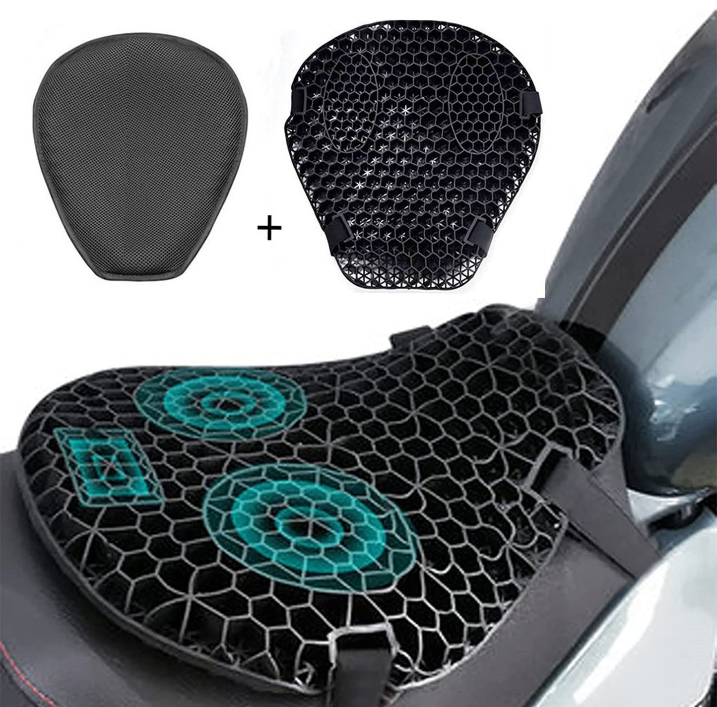 Capa de Almofada de Assento de Motocicleta Cruiser Esportiva para Viagens, Selim Redutor de Pressão, Amortecedor, Protetor de Assento de Motocicleta com Almofada de Ar