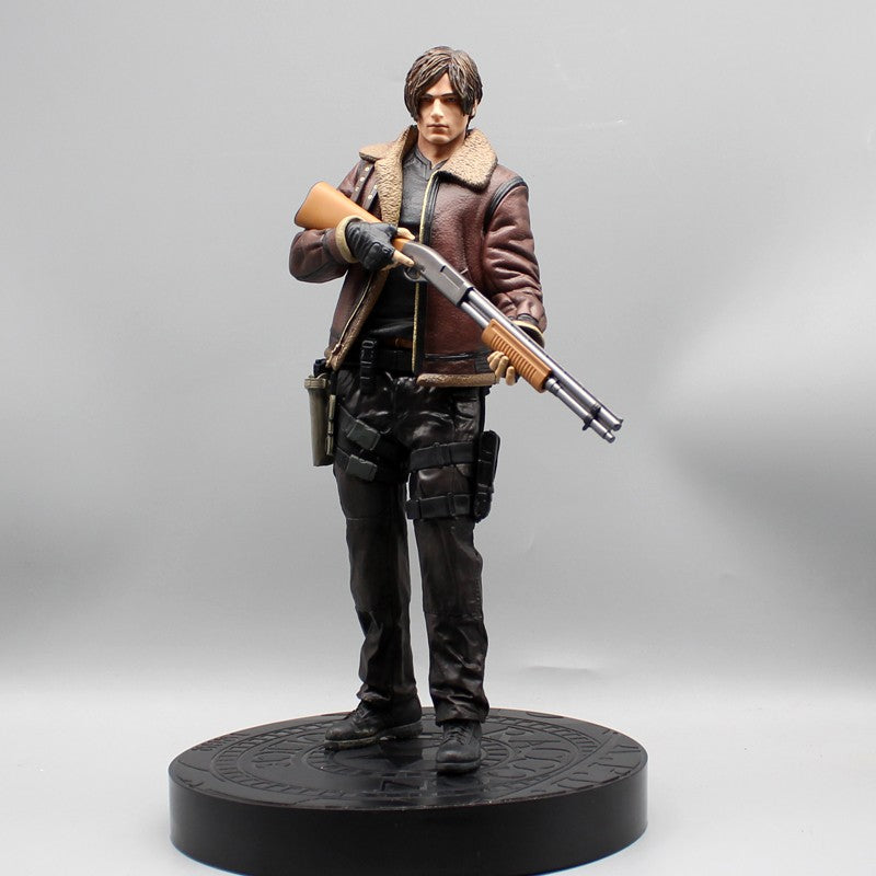33cm Leon Zombie Hunter Couro Leon Anime Figura Coleção Meninos Modelo de Ação Boneca Decoração de Mesa Gk Grande Estátua Brinquedos Presentes