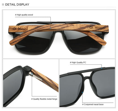 Oi Wood Sunglasses for Men Wood Sun Glasses Man Eyeglasses Polarizing Glasses UVA&B Protection Eyewear ECO-Friendly