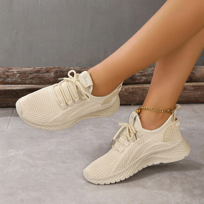 Designer Women Casual Sneakers Sports Shoes Fashion Brand Lace Up Loafers Female Knitted Mesh Breathable Shoes for Women