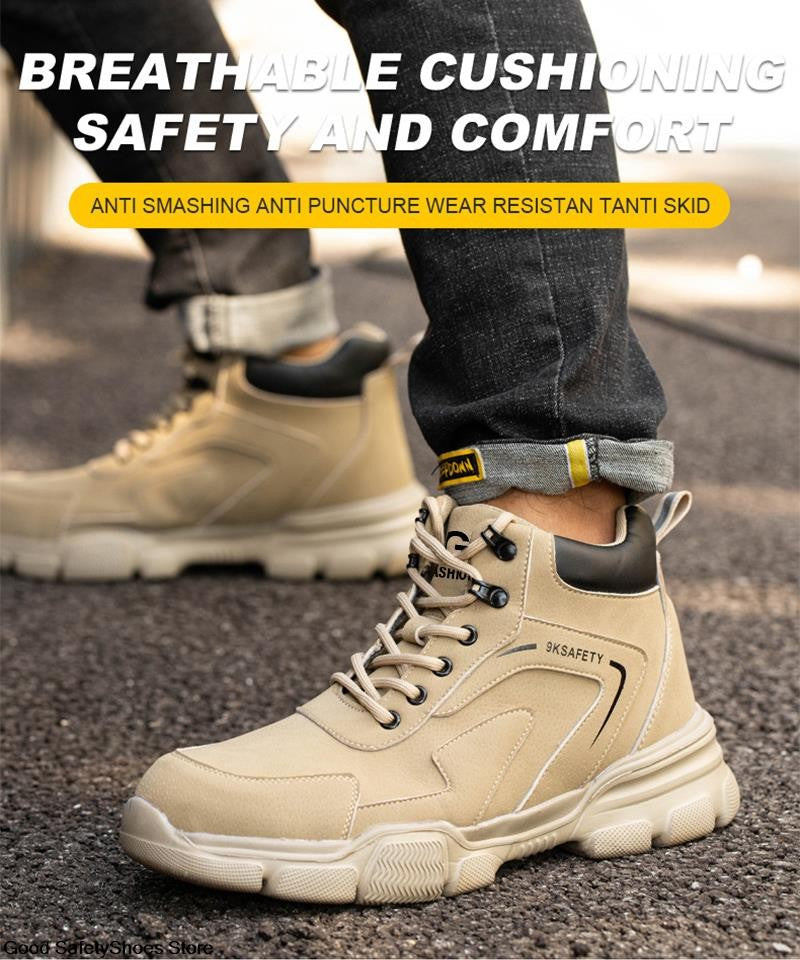 Botas de Segurança Masculinas com Biqueira de Aço Indestrutíveis para Construção Botas de Segurança à Prova de Perfurações Calçados de Trabalho Masculinos Protetores