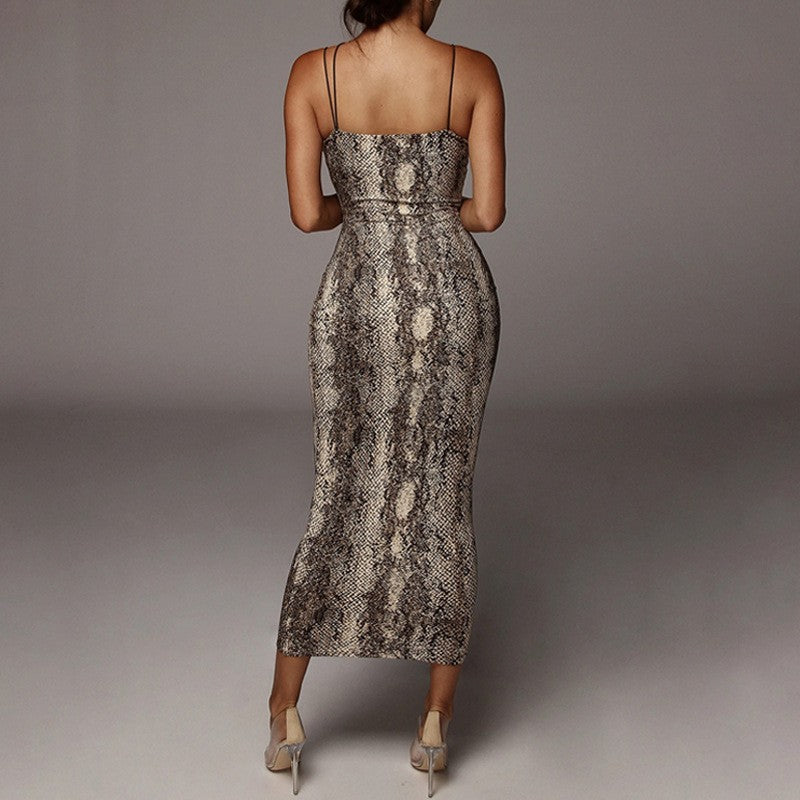 Dulzura Women Party Club Evening Streetwear Leopard Bodycon Midi Dress 2024 Summ