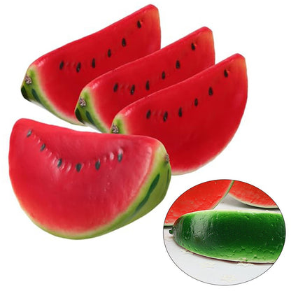 4pcs Artificial Fruits Simulated Watermelon Model Fruit Slices Photography Prop Foam Fake Watermelon Ornament Food Holiday Party