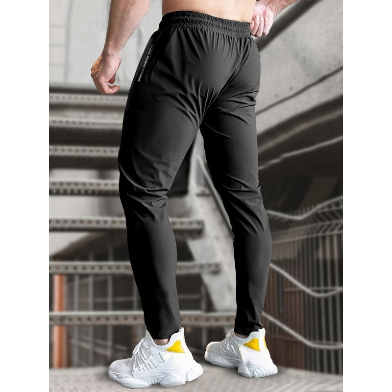 Calça Moletom Masculina de Pesca Calça Jogging Masculina de Seda Gelada Altamente Elástica com Bolsos com Zíper Calça Esportiva Respirável Elástica Presente Masculino
