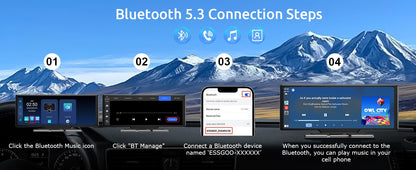 10.26" 4K 64GB Dash Cam Touch Screen Car Stereo Rearview Wireless Apple Carplay Android Auto Dual Len Recorder Dashboard