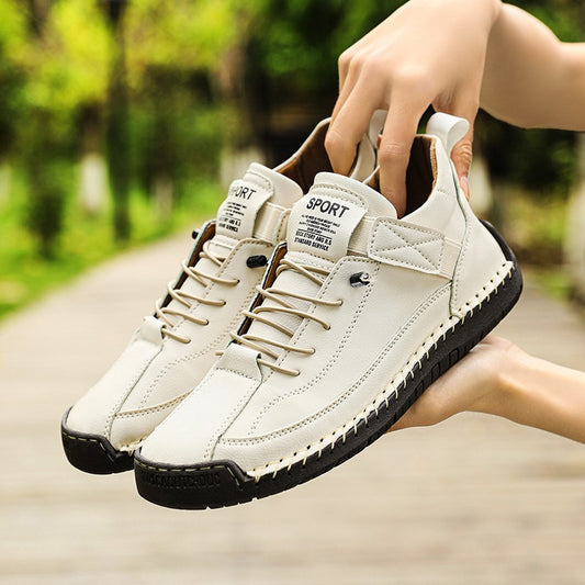 New Fashion Sneakers Handmade Leather Women's Shoes Mid-Top Women Casual Flats Shoes Slip on Loafers Zapatillas De Mujer