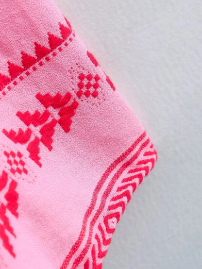 TRAFSHE Women Bohemian Midi Dress Vacation Charm Splice Knitted Vintage Strap Dr