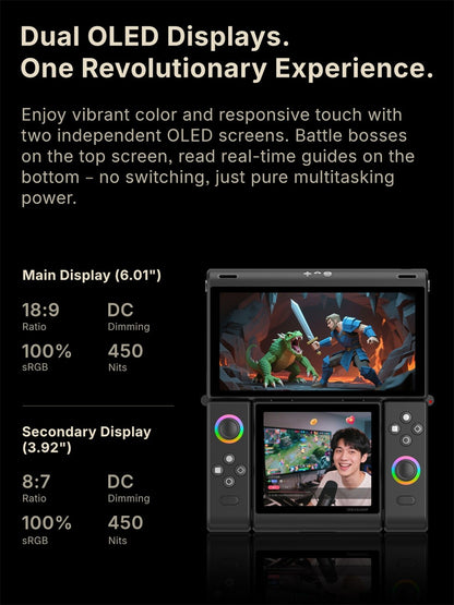 OneXugar SUGAR 1 Foldable Dual OLED Handheld Game Console Android 14 Snapdragon G3 Gen3 16GB 512GB Portable Gaming Handheld