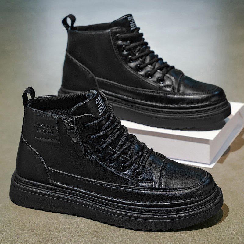 Men Boots Winter High Top Leather Shoes Fashion Cotton Shoes Fashion Ankle Boots Business Casual Outdoor Shoes Male Sneakers New