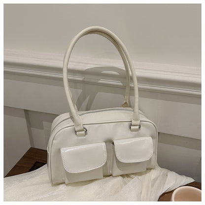 Vintage Women Business Shoulder Bags Simple Ladies Commute Tote Bag Pu Leather Female Underarm Bag Burgundy Large Handbags Purse