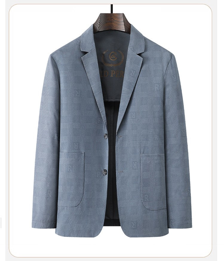 Large Size Thin Ice Silk Suit High Elastic Lightweight Breathable Casual Sun-Protective Smooth Light Luxury Jacket