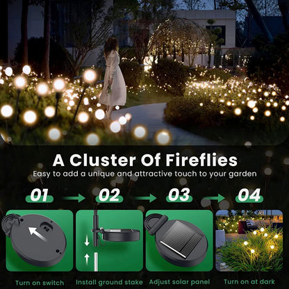 12Pack Outdoor LED Solar Lights Waterproof Starburst Solar Firefly Lights Lawn Lamp Garden Lamp for Path Landscape Decorative