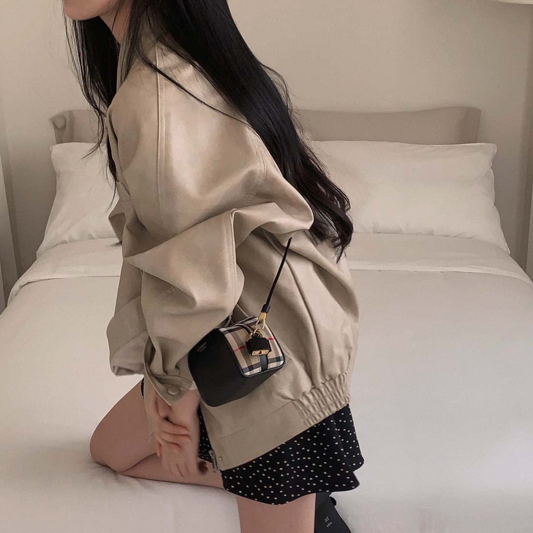 Sli Loose PU Leather Jaet Women's Chic Retro Collar Versatile BF Sle Motorcycle Clothes Trendy Long Sve Zipper